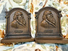 Antique Bradley & Hubbard B&H Bryant Cast Iron Bookends Bronze Finish Pair picture