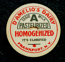 D'AMELIO'S DAIRY - GRADE A PASTEURIZED = FRANKFORT, N.Y.- MILK BOTTLE CAP - 42mm picture