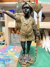 Pair Vintage Bronze Black Baroque Blackamoor Statue Lamp Candle Sarreid 15