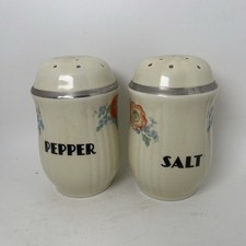 Rare Hall Orange Poppy Salt & Pepper Shakers Platinum Trim picture