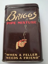 Vintage Briggs Pipe Mixture Tobacco Pocket Tin - When a Feller Needs a Friend picture