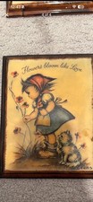 Evans Vintage Set of 4 Hummel Lithograph Wood Wall Plaques Art picture