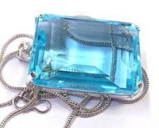 230 Ct Natural Blue Aquamarine Emerald Shape Pendant IGL Loose Gems 6JNA picture