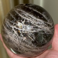 4LB Large Natural Black Moonstone Sphere Crystal Rainbow Quartz Ball Healing picture
