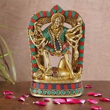 Kali Maa Murti Brass Multicolor Gemstone Handwork Goddess Maha Kali Statue 6 in picture