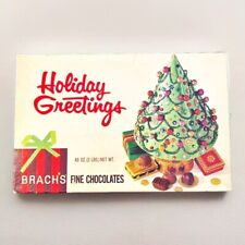 Vintage Brachs Chocolate Candy Box Empty Holiday Greetings Christmas Tree 11