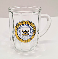 Vintage University of Michigan Glass Coffee Mug Beer Stein Faded Seal Logo 1817. picture