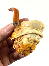 Antique Sailor Hand Carved Meershaum Pipe Made in Turkey picture