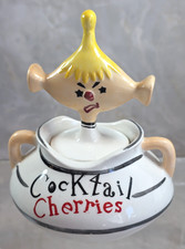 Vintage Davar Cocktail Cherries Pixieware Ceramic Condiment Jar Holt Howard READ picture