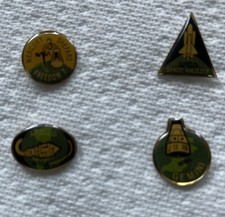 Vintage NASA Set of 4 Lapel Pins Space Shuttle, Apollo, Mercury & Gemini picture