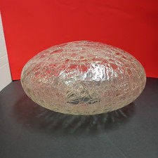 VTG Hollywood Regency Clear Crackle Glass Ceiling Lamp Globe Shade 11