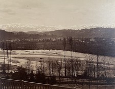 1890 Albumen Photograph River Valley & Mountains View of Pyrenees from Chateau picture