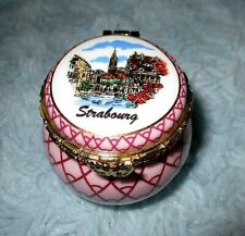 Strabourg France Peint A La Main Butterfly Hinged Trinket Box VGC picture