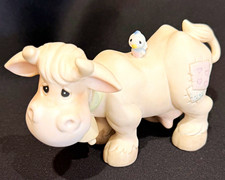 Vintage 1980 Jonathan & David Enesco Cow Blue Bird Figurine E-5638 picture