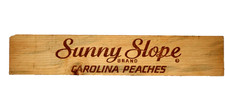 VTG Sunny Slope Brand Carolina Peaches Wood Crate End Sign Gaffney SC 20” picture