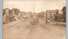 DOWNTOWN TRICK TROLLEY tomah wi real photo postcard rppc main street history picture