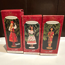 Hallmark Keepsake Barbie Dolls of the World Collector's Ornaments (3) 1997-1999 picture