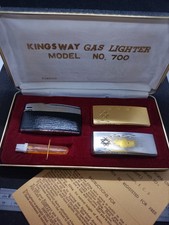 Vintage Kingsway 700 Gas Lighter Boxed Set - Sparks / Spares or Repair picture
