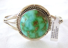 Navajo Dave Skeets Sonoran Gold Turquoise Cuff Bracelet 925 Sterling Silver NWT picture