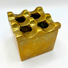 Ultima VTG  1970’s Brass Ash Tray Trinket Box Paper Weight Sweden Collectible  picture