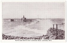 Lakeside OH - North East Storm Over Lakeside Dock steamer antique postcard picture