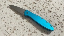 Kershaw 1660TEAL Leek Folding Pocket Knife Linerlock Plain Blade Blue Handle A/O picture