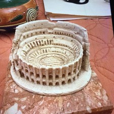 Vintage Lorenfa Rome Colosseum Resin Model on Italian Marble Base with Tag ROMA picture