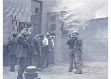 1929 Boston Fire Department Drill Headquarters Smoke Glass Plate Negative OOAK picture