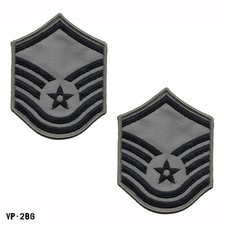 PAIR USAF BDG ABU Master Sergeant Chevron Patches Small MSGT E7 Vanguard USA NEW picture