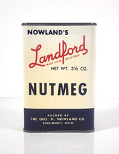 Vintage Nowlands Landford Nutmeg Spice Tin Geo H Nowlands Co Cincinnati OH picture