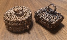 Vintage Ifugao Rattan Basket Pair Antique Philippine Cordillera Tribal Box Lot  picture