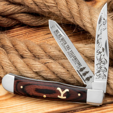 Yellowstone Ranch Hand 2 Blade Trapper Pocket Knife Folder BK5995 Fancy Wood New picture