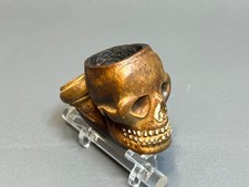 Antique French Gambier Paris 338 Memento Mori Tobacco Smoking Clay Pipe Skull picture
