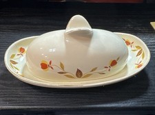 Rare Halls Autumn Leaf Butterfly Handle Butter Dish picture