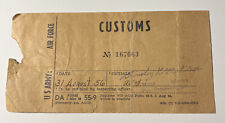 Vintage 1956 U.S. Army Air Force Customs Ticket Kay Kramer picture