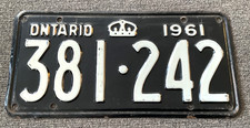 RARE 1961 ONTARIO CANADA LICENSE PLATE ORIGINAL CHEVY FORD DODGE NICE picture