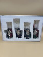 Santa Claus Card Or Photo Holder Christmas Holiday 4 Figures Vintage NIB picture