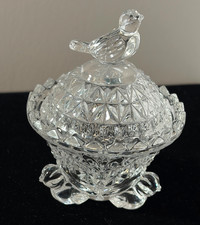 HOFBAUER- The Byrdes Collection Crystal Trinket Box Bird Finial & Birds at Feet picture