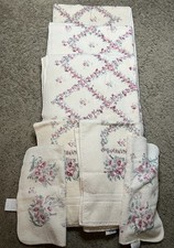 Vintage Mervyns Caress Towel Set 7 Pc 90s Rose Trellis Cottagecore USA Bath picture