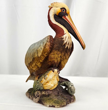 Vintage Hand-Painted Brown Pelican Porcelain figurine Andrea by Sadek in Japan. picture