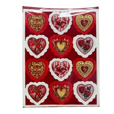 Vintage 1996 Hallmark Valentine Heart Stickers Ornate Red Gold Roses Romantic picture