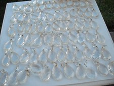 Vintage Lamp Chandelier Teardrop Crystals w/ top bead, Large Lot of 97 Pieces picture
