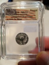 2026 Disme Coin, MS70, Limited 5000, 1/10 Oz Silver, Pure .9999 picture