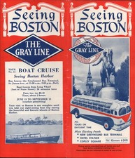 1940s SEEING BOSTON, MASSACHUSETTS vintage sightseeing brochure GRAY LINE BUSES picture