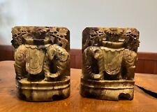 Stunning Hand Carved Marble Elephant Bookends picture