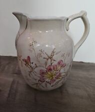 Apple Blossom Pitcher Antique Pastel Pink Brown Water Pitcher Victorian Antique picture
