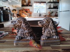 Bookend Set Vintage Irish Setter/Cocker Spaniel Dog Syroco-Orna Wood Mid Century picture