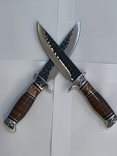 Sharps Cutlery Fixed Blade Knife Lot 2 Hammered Finish Bowie Hunting Knives picture