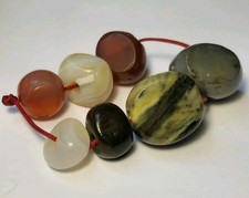 7 ANCIENT RARE WESTERN ASIAN CARNELIAN, AGATE, HEMATITE, JASPER BEADS picture