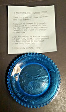 Beautiful for Spacious Skies Blue cup plate Pairpoint Glass 3.5